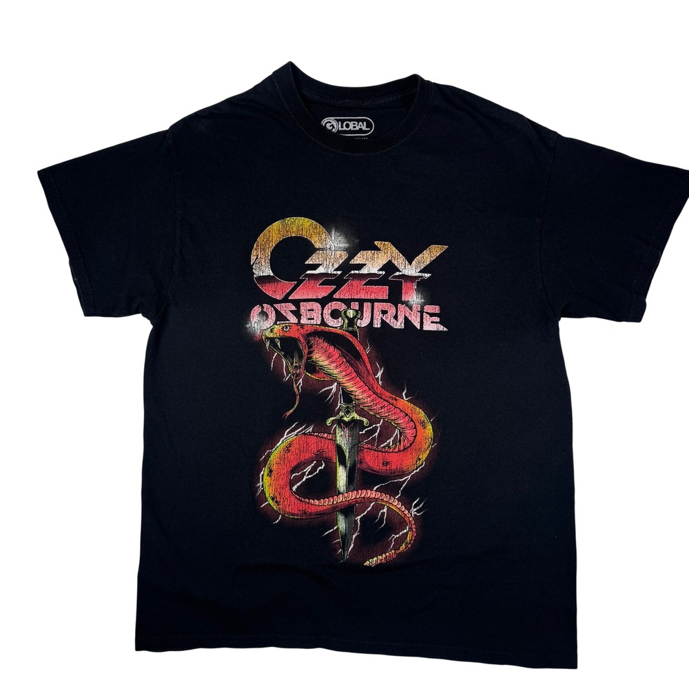 Ozzy Osbourne Graphic Tee Medium Black Cobra Dagger Rock Band Shirt Mens